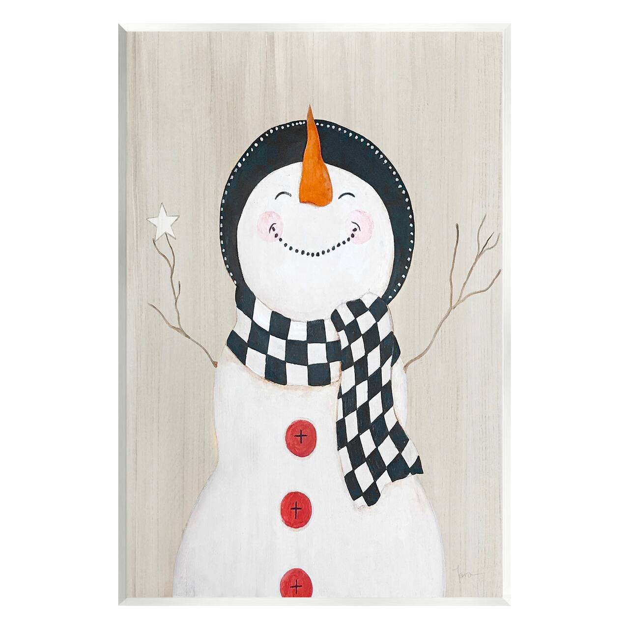 Stupell Industries Happy Smile Winter Snowman Wall Plaque Art